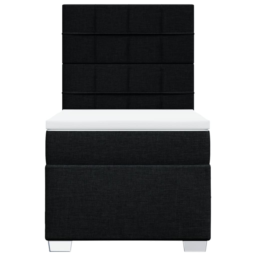 Κρεβάτι Boxspring με Στρώμα Μαύρο 90x190 εκ.Υφασμάτινο - Pakobazaar