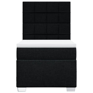 Κρεβάτι Boxspring με Στρώμα Μαύρο 90x190 εκ.Υφασμάτινο - Pakobazaar