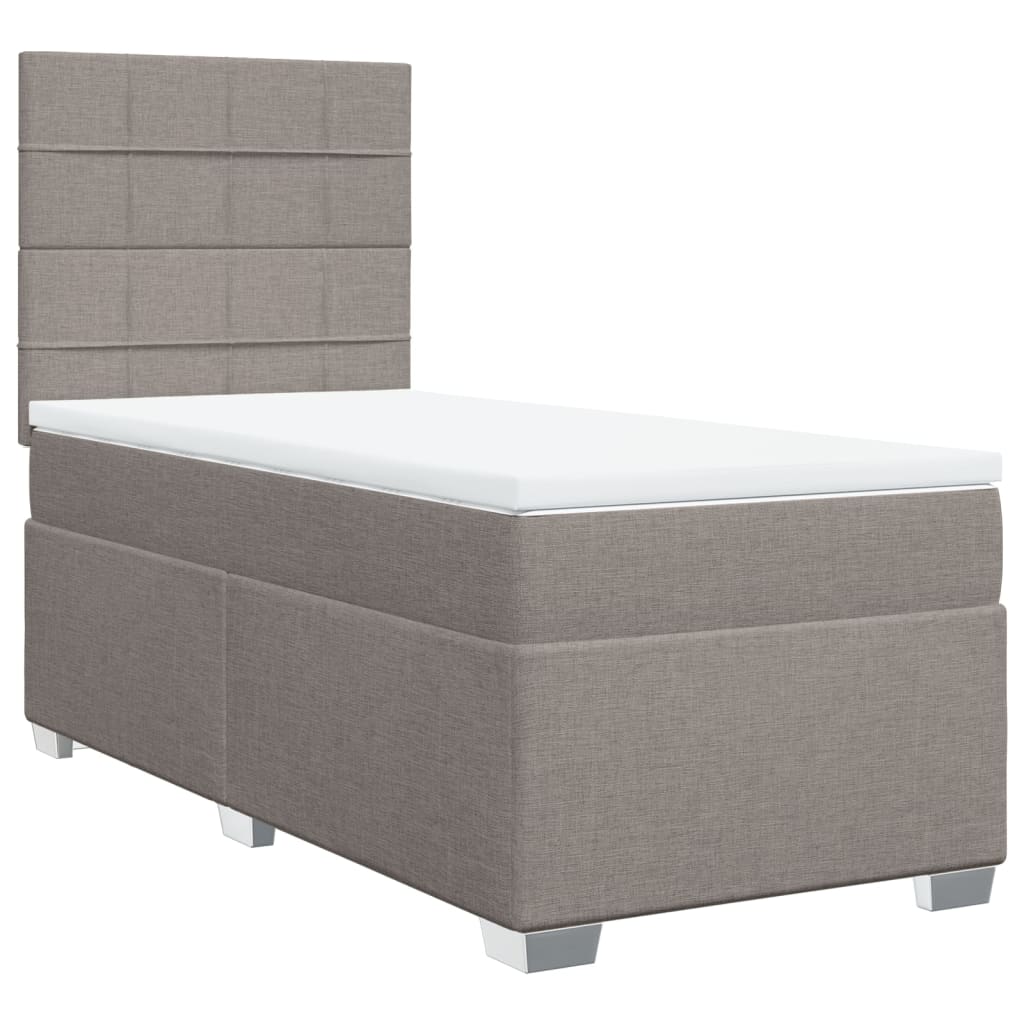 Κρεβάτι Boxspring με Στρώμα Taupe 90x190 εκ.Υφασμάτινο - Pakobazaar