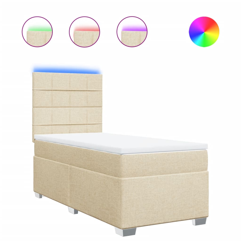 Κρεβάτι Boxspring με Στρώμα Κρεμ 90x190 εκ.Υφασμάτινο