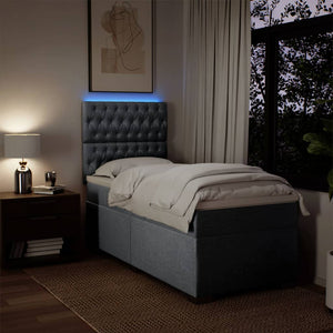 Κρεβάτι Boxspring με Στρώμα Ανοιχτό Γκρι 90x190 εκ. Υφασμάτινο - Pakobazaar