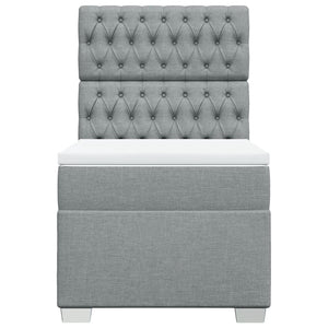 Κρεβάτι Boxspring με Στρώμα Ανοιχτό Γκρι 90x190 εκ. Υφασμάτινο - Pakobazaar