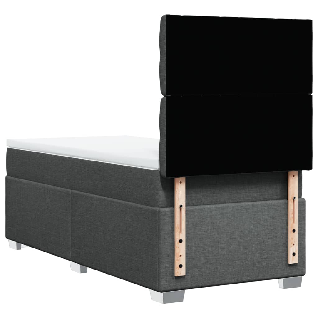 Κρεβάτι Boxspring με Στρώμα Σκούρο Γκρι 90x190 εκ. Υφασμάτινο - Pakobazaar