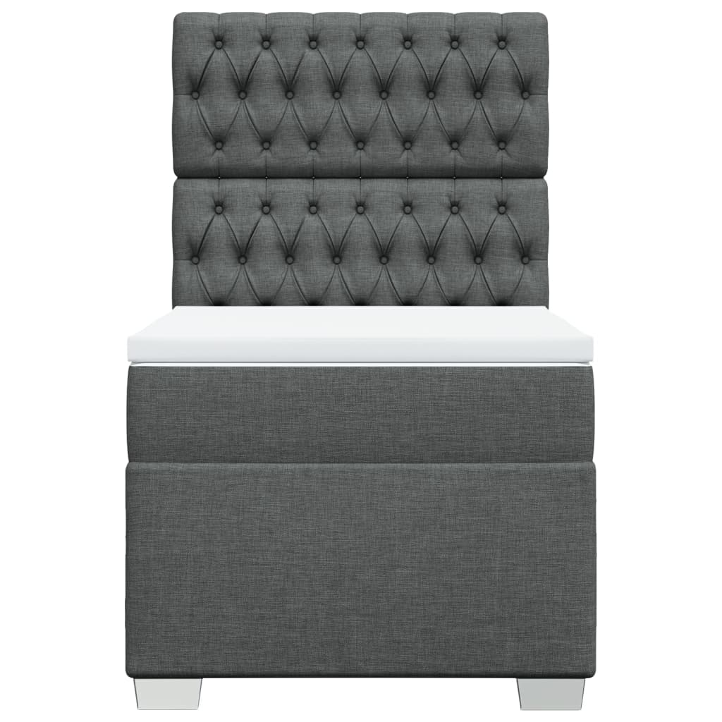 Κρεβάτι Boxspring με Στρώμα Σκούρο Γκρι 90x190 εκ. Υφασμάτινο - Pakobazaar