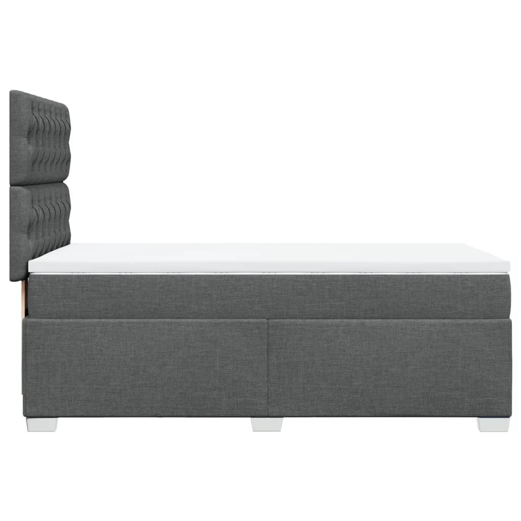 Κρεβάτι Boxspring με Στρώμα Σκούρο Γκρι 90x190 εκ. Υφασμάτινο - Pakobazaar