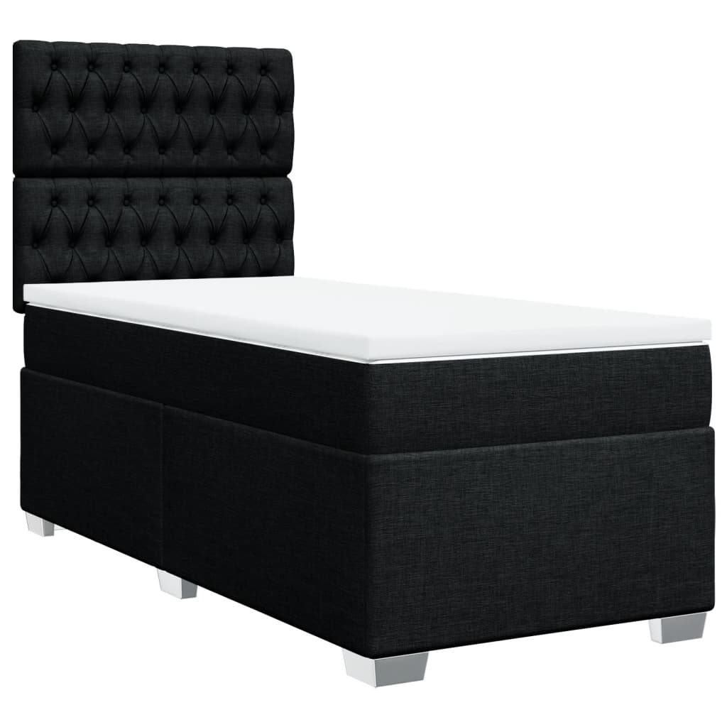Κρεβάτι Boxspring με Στρώμα Μαύρο 90x190 εκ.Υφασμάτινο