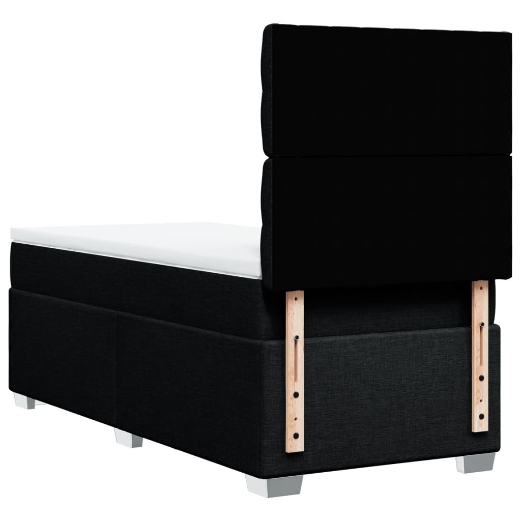 Κρεβάτι Boxspring με Στρώμα Μαύρο 90x190 εκ.Υφασμάτινο
