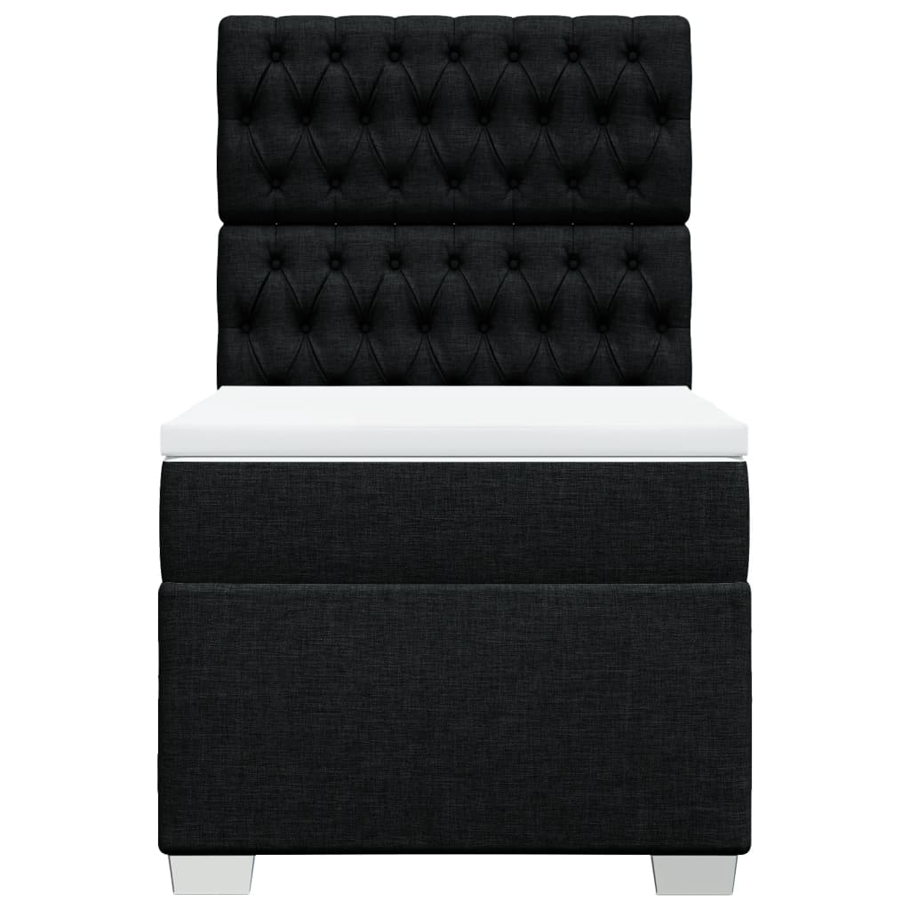Κρεβάτι Boxspring με Στρώμα Μαύρο 90x190 εκ.Υφασμάτινο