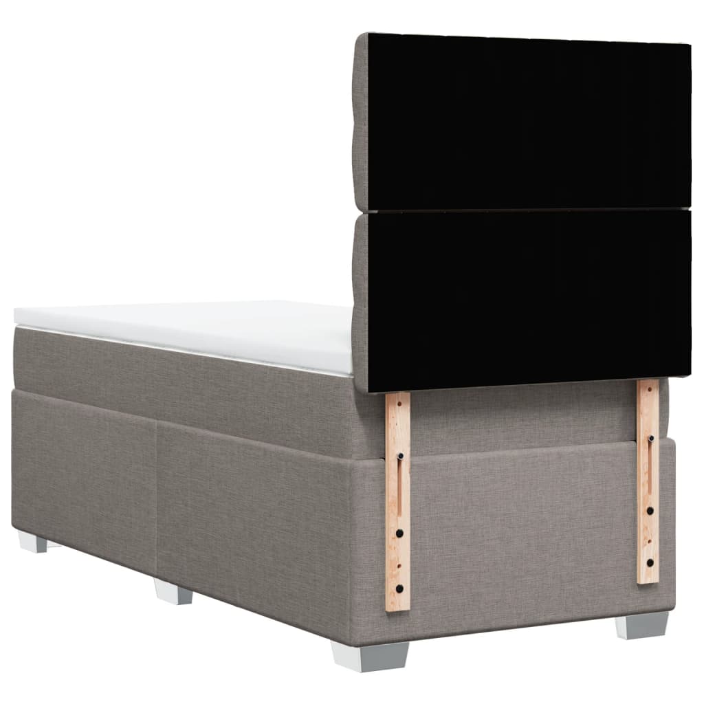 Κρεβάτι Boxspring με Στρώμα Taupe 90x190 εκ.Υφασμάτινο - Pakobazaar