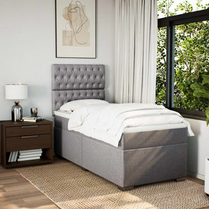 Κρεβάτι Boxspring με Στρώμα Taupe 90x190 εκ.Υφασμάτινο - Pakobazaar