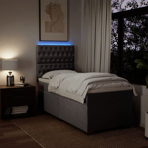 Κρεβάτι Boxspring με Στρώμα Taupe 90x190 εκ.Υφασμάτινο - Pakobazaar