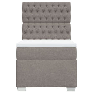 Κρεβάτι Boxspring με Στρώμα Taupe 90x190 εκ.Υφασμάτινο - Pakobazaar