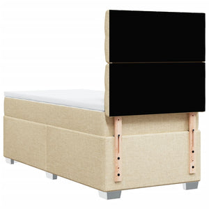 Κρεβάτι Boxspring με Στρώμα Κρεμ 90x190 εκ.Υφασμάτινο - Pakobazaar