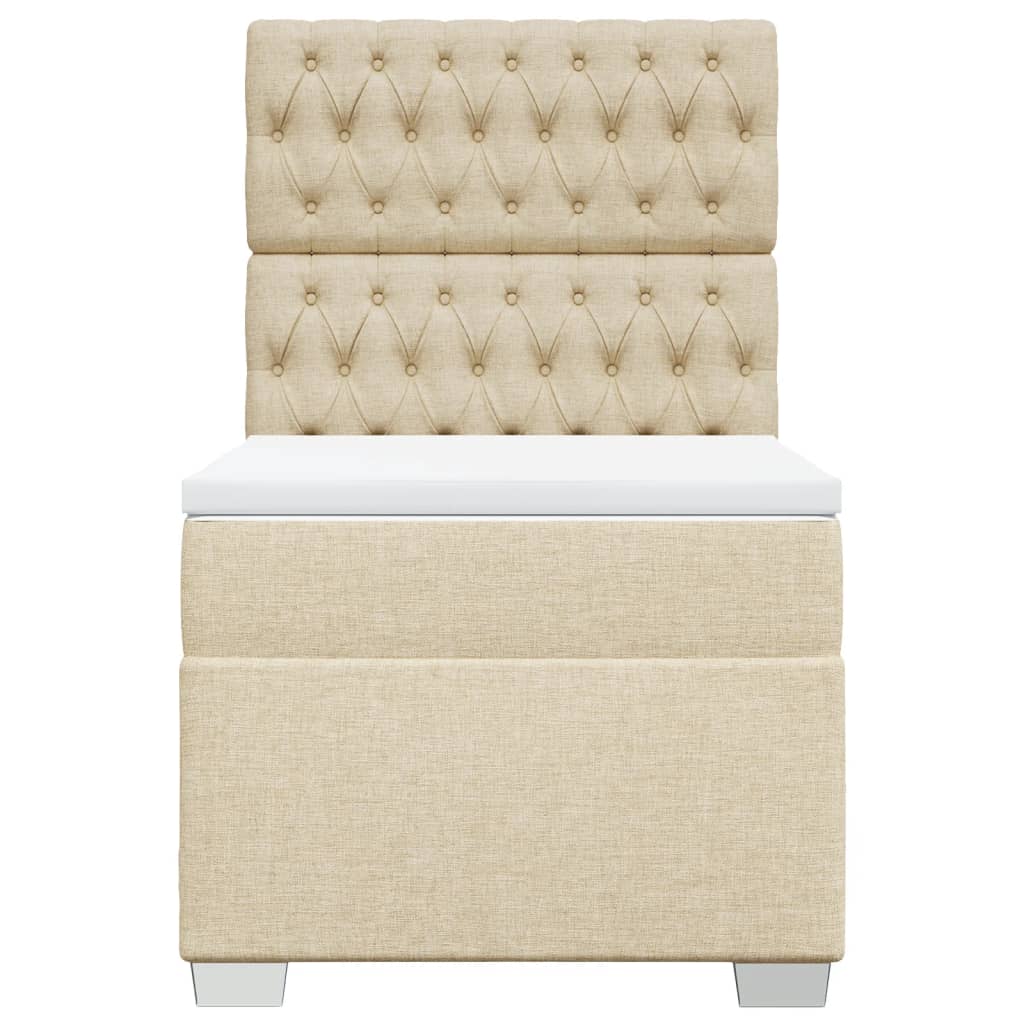 Κρεβάτι Boxspring με Στρώμα Κρεμ 90x190 εκ.Υφασμάτινο - Pakobazaar