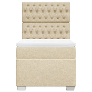 Κρεβάτι Boxspring με Στρώμα Κρεμ 90x190 εκ.Υφασμάτινο - Pakobazaar