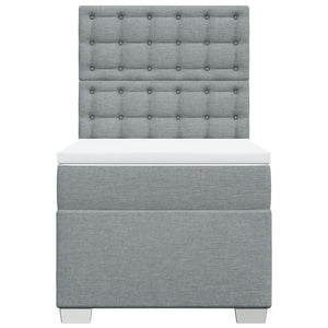 Κρεβάτι Boxspring με Στρώμα Ανοιχτό Γκρι 90x190 εκ. Υφασμάτινο - Pakobazaar
