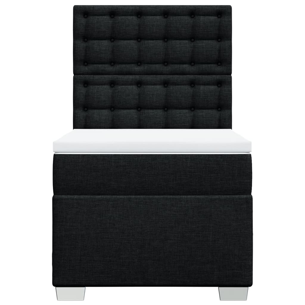 Κρεβάτι Boxspring με Στρώμα Μαύρο 90x190 εκ.Υφασμάτινο - Pakobazaar