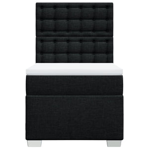 Κρεβάτι Boxspring με Στρώμα Μαύρο 90x190 εκ.Υφασμάτινο - Pakobazaar