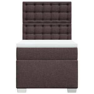 Κρεβάτι Boxspring με Στρώμα Σκούρο Καφέ 90x190 εκ. Υφασμάτινο