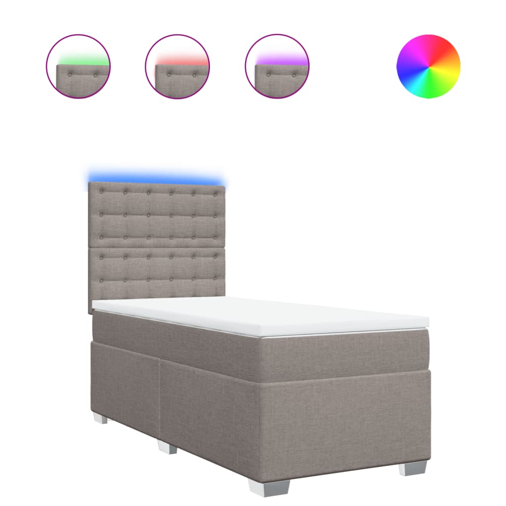 Κρεβάτι Boxspring με Στρώμα Taupe 90x190 εκ.Υφασμάτινο