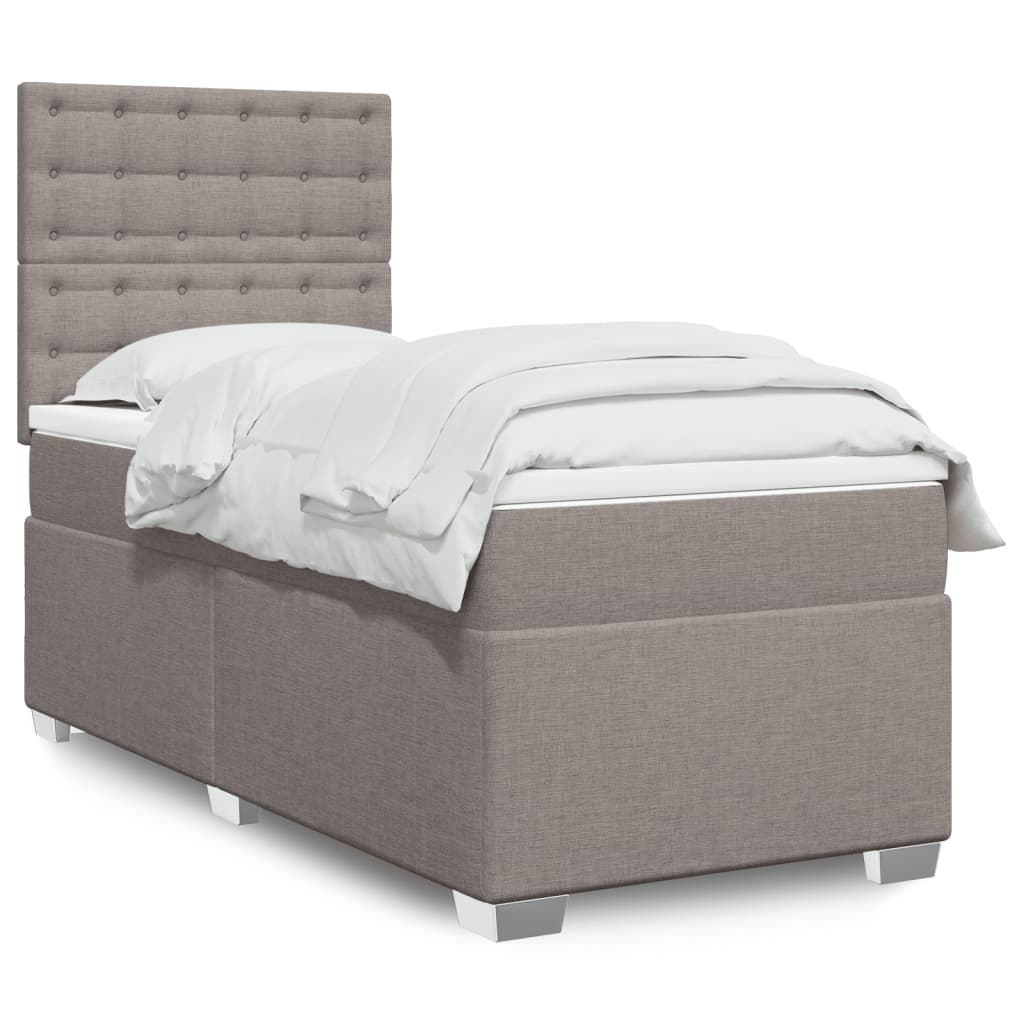 Κρεβάτι Boxspring με Στρώμα Taupe 90x190 εκ.Υφασμάτινο