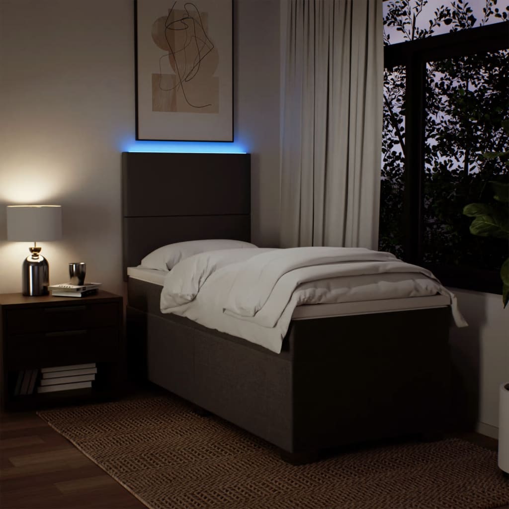 Κρεβάτι Boxspring με Στρώμα Ανοιχτό Γκρι 90x200 εκ. Υφασμάτινο - Pakobazaar