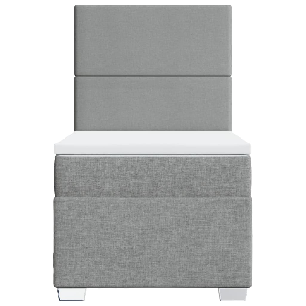 Κρεβάτι Boxspring με Στρώμα Ανοιχτό Γκρι 90x200 εκ. Υφασμάτινο - Pakobazaar
