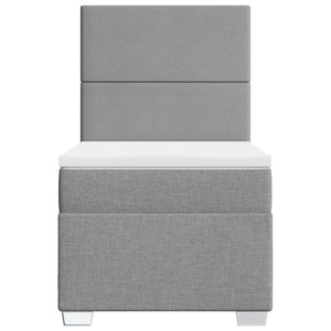 Κρεβάτι Boxspring με Στρώμα Ανοιχτό Γκρι 90x200 εκ. Υφασμάτινο - Pakobazaar