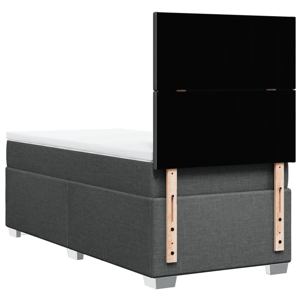 Κρεβάτι Boxspring με Στρώμα Σκούρο Γκρι 90x200 εκ. Υφασμάτινο - Pakobazaar