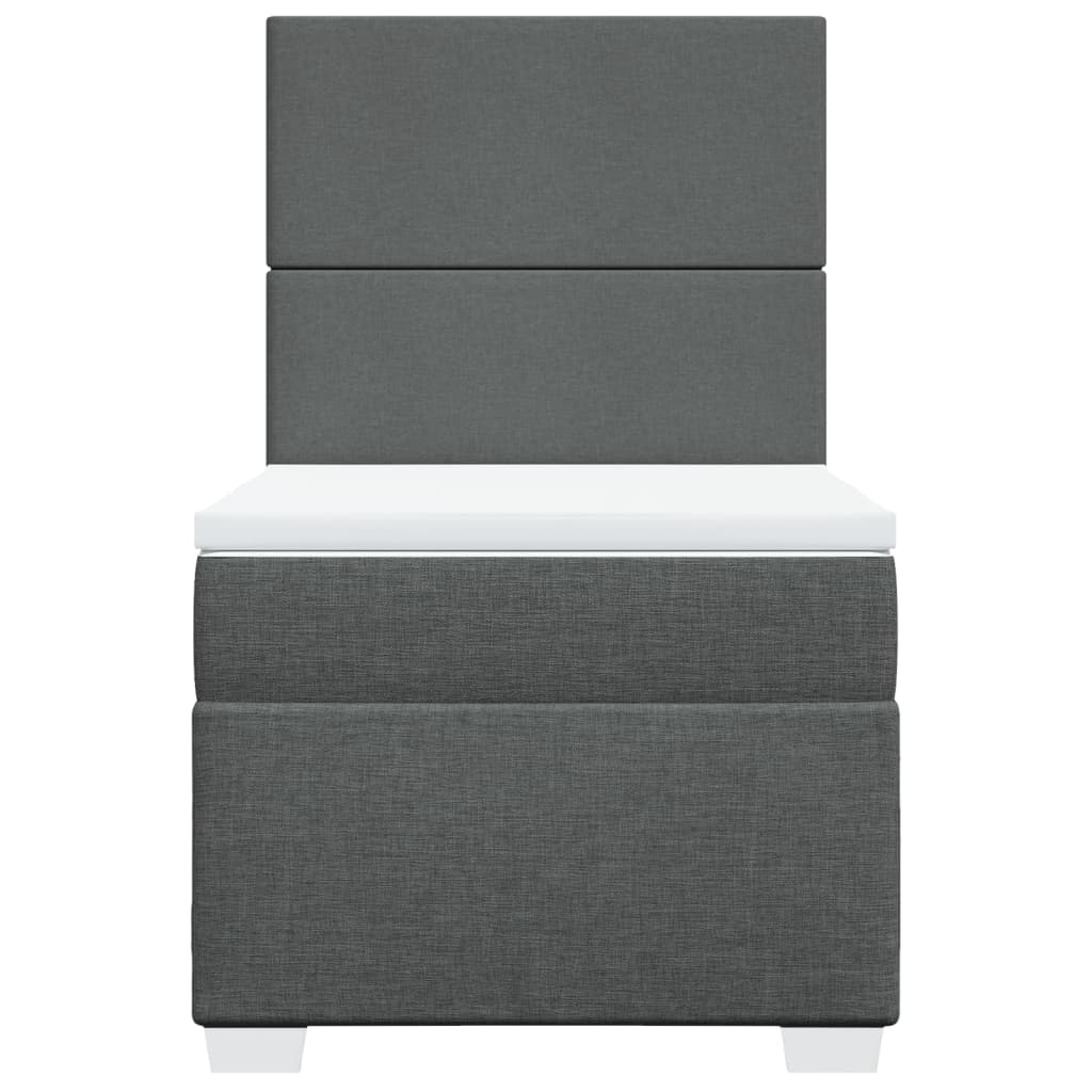 Κρεβάτι Boxspring με Στρώμα Σκούρο Γκρι 90x200 εκ. Υφασμάτινο - Pakobazaar