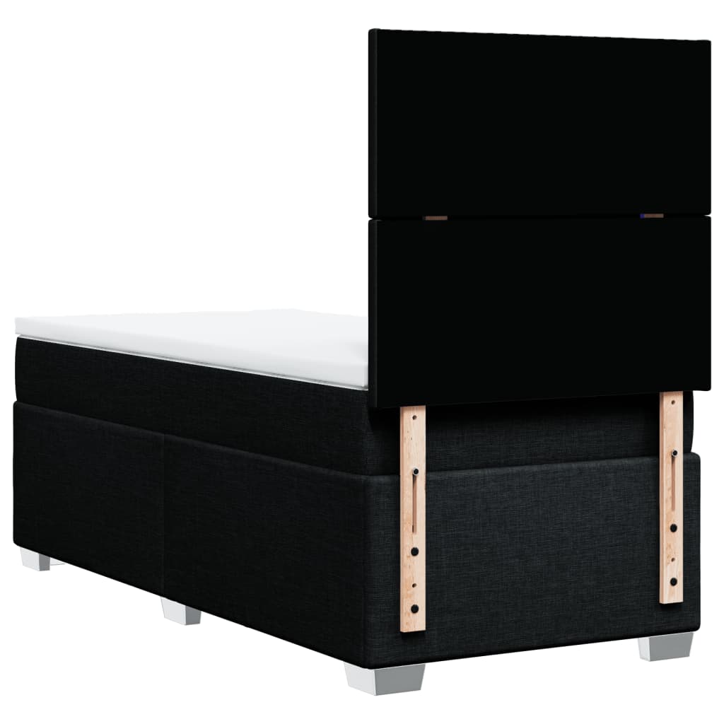 Κρεβάτι Boxspring με Στρώμα Μαύρο 90x200 εκ. Υφασμάτινο - Pakobazaar