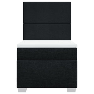 Κρεβάτι Boxspring με Στρώμα Μαύρο 90x200 εκ. Υφασμάτινο - Pakobazaar