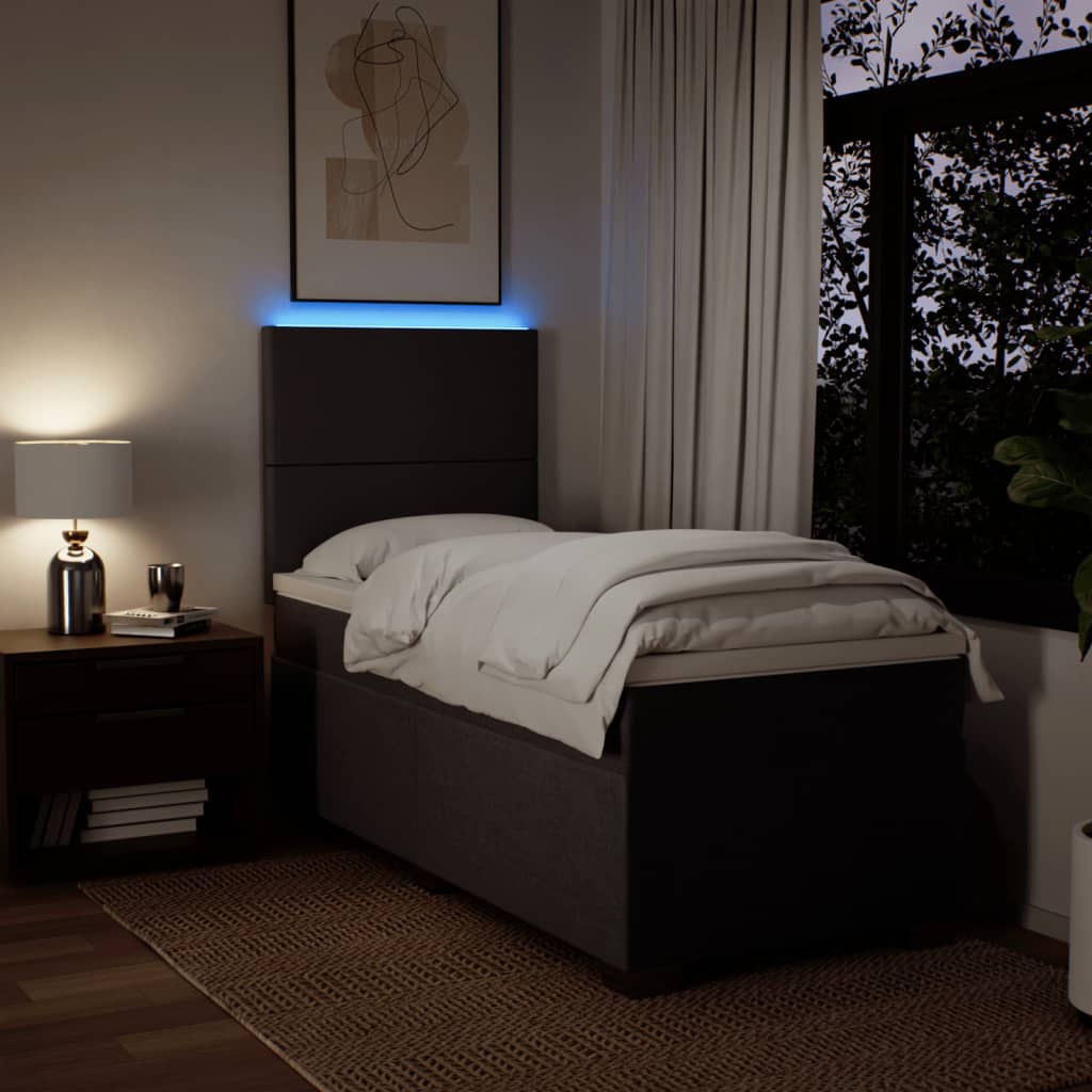 Κρεβάτι Boxspring με Στρώμα Σκούρο Καφέ 90x200 εκ. Υφασμάτινο - Pakobazaar