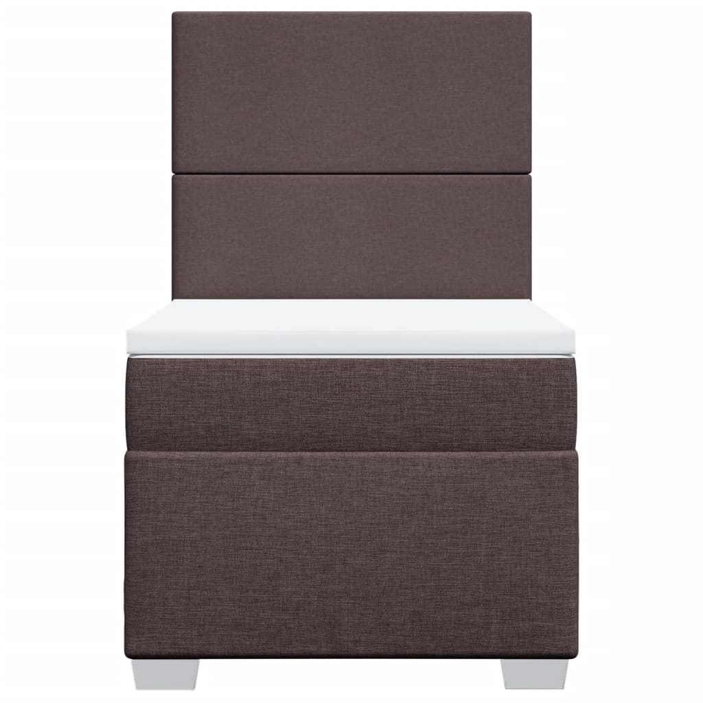 Κρεβάτι Boxspring με Στρώμα Σκούρο Καφέ 90x200 εκ. Υφασμάτινο - Pakobazaar