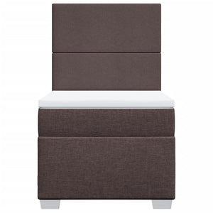 Κρεβάτι Boxspring με Στρώμα Σκούρο Καφέ 90x200 εκ. Υφασμάτινο - Pakobazaar