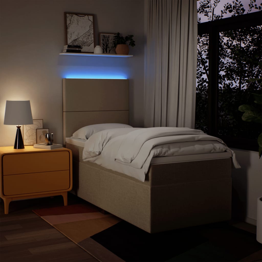 Κρεβάτι Boxspring με Στρώμα Κρεμ 90x200 εκ.Υφασμάτινο
