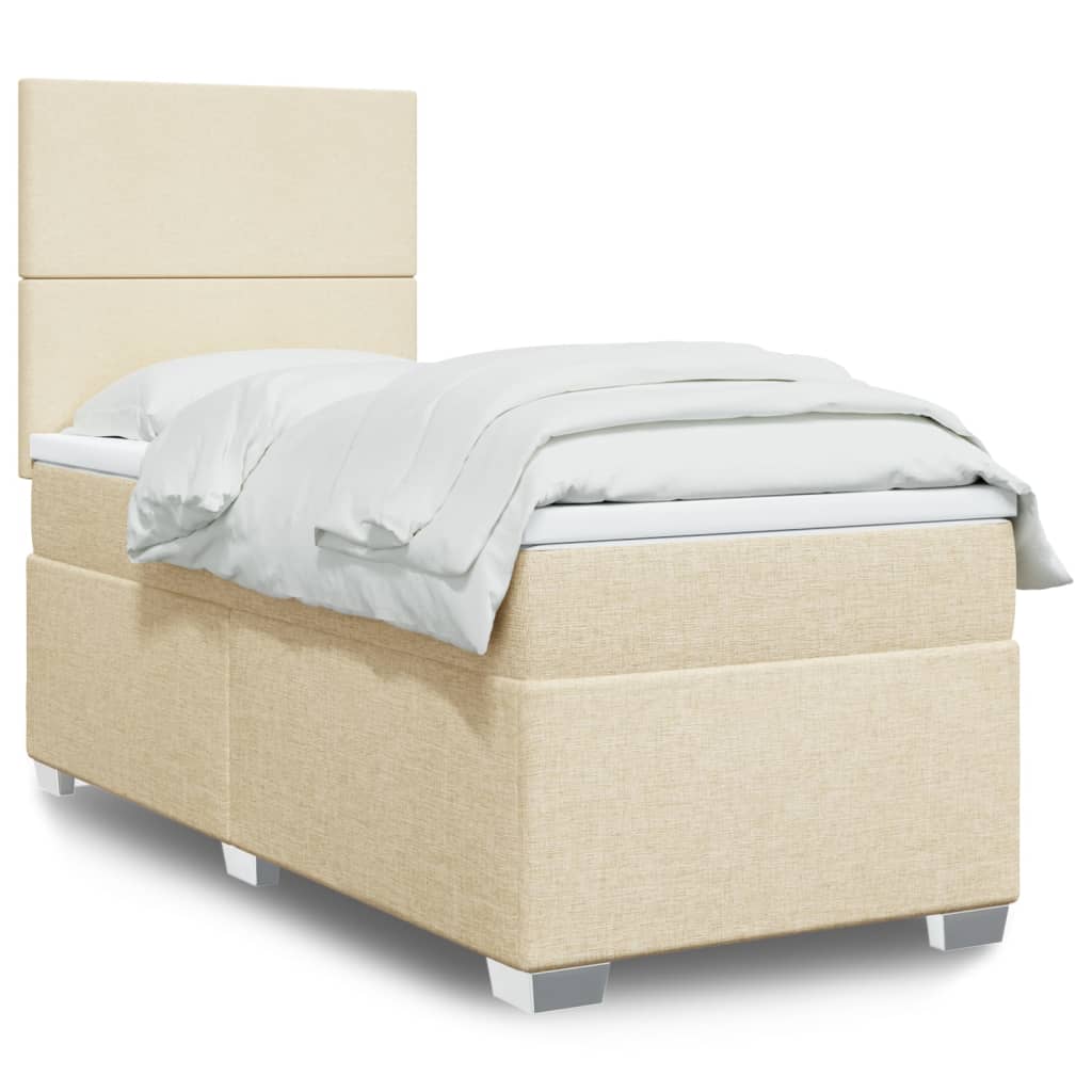 Κρεβάτι Boxspring με Στρώμα Κρεμ 90x200 εκ.Υφασμάτινο