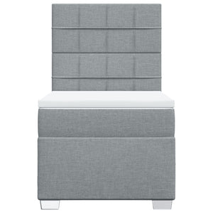 Κρεβάτι Boxspring με Στρώμα Ανοιχτό Γκρι 90x200 εκ. Υφασμάτινο - Pakobazaar