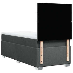Κρεβάτι Boxspring με Στρώμα Σκούρο Γκρι 90x200 εκ. Υφασμάτινο - Pakobazaar