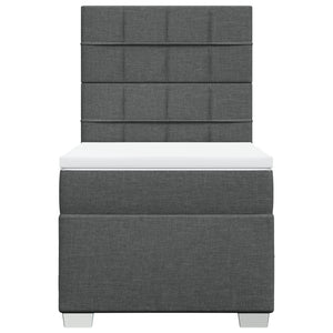 Κρεβάτι Boxspring με Στρώμα Σκούρο Γκρι 90x200 εκ. Υφασμάτινο - Pakobazaar