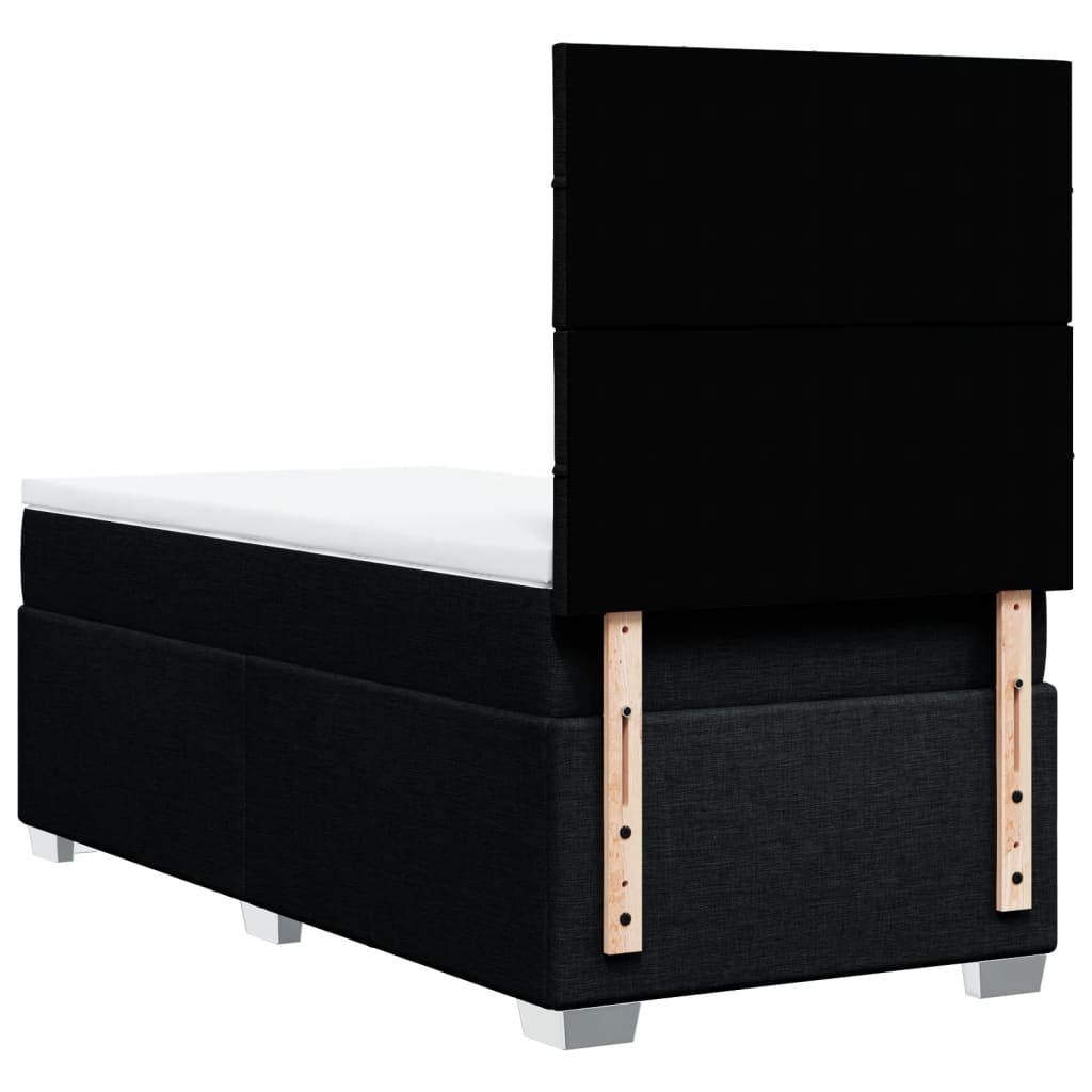 Κρεβάτι Boxspring με Στρώμα Μαύρο 90x200 εκ. Υφασμάτινο