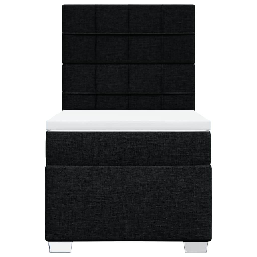Κρεβάτι Boxspring με Στρώμα Μαύρο 90x200 εκ. Υφασμάτινο