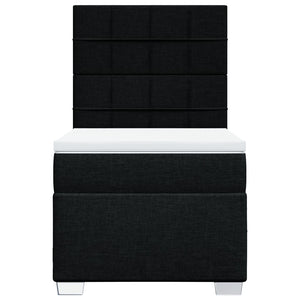 Κρεβάτι Boxspring με Στρώμα Μαύρο 90x200 εκ. Υφασμάτινο