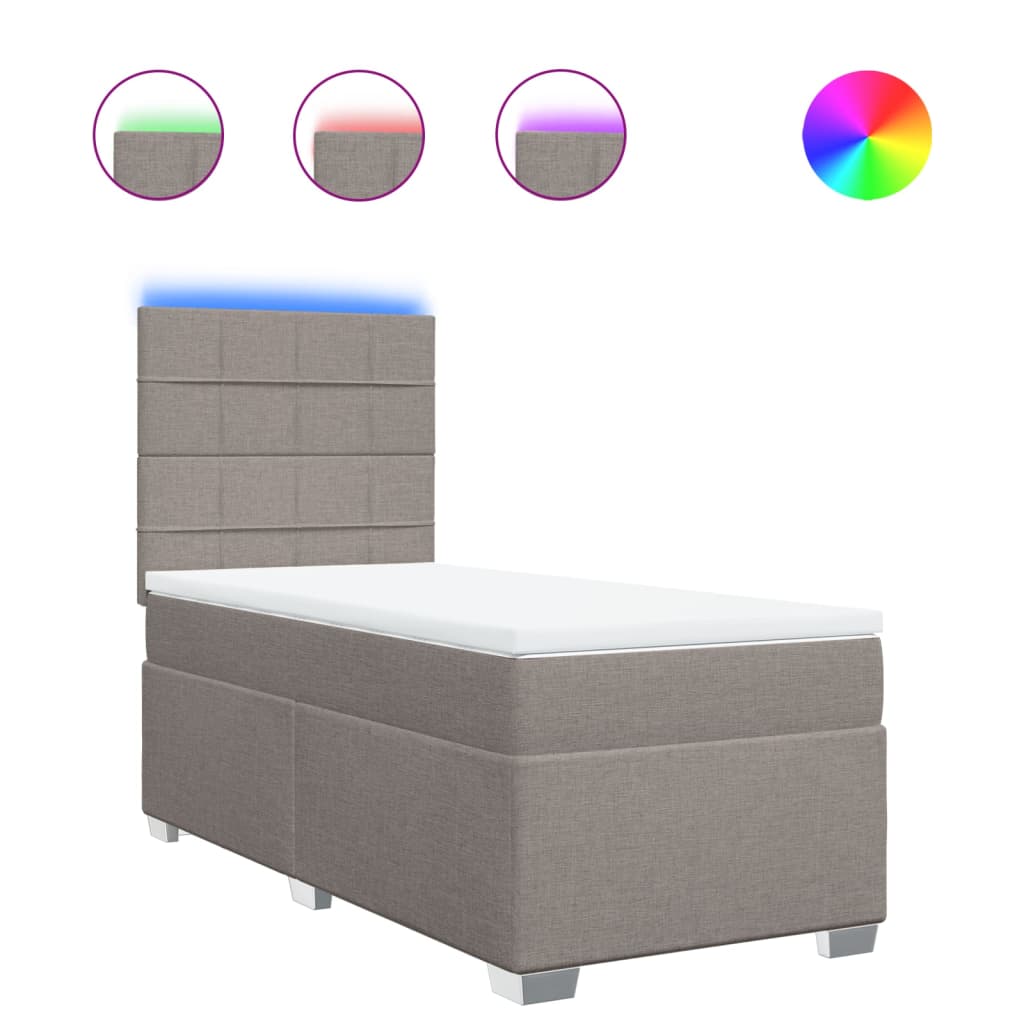 Κρεβάτι Boxspring με Στρώμα Taupe 90x200 εκ. Υφασμάτινο - Pakobazaar