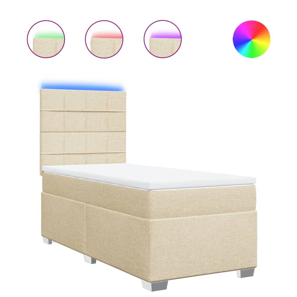 Κρεβάτι Boxspring με Στρώμα Κρεμ 90x200 εκ.Υφασμάτινο