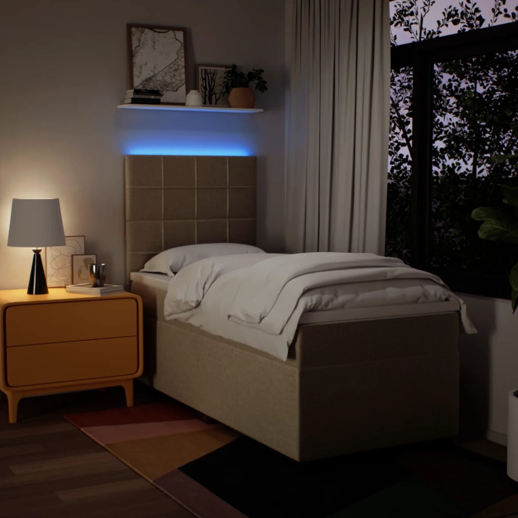 Κρεβάτι Boxspring με Στρώμα Κρεμ 90x200 εκ.Υφασμάτινο