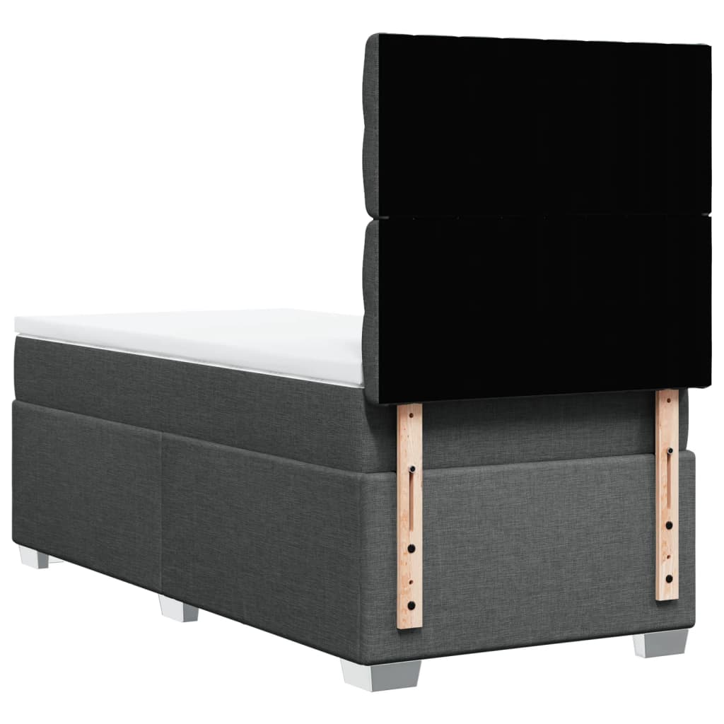 Κρεβάτι Boxspring με Στρώμα Σκούρο Γκρι 90x200 εκ. Υφασμάτινο - Pakobazaar
