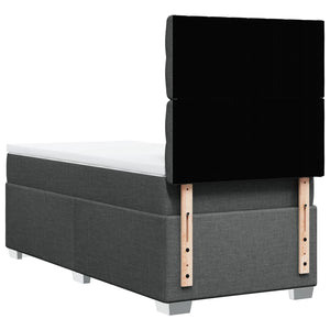 Κρεβάτι Boxspring με Στρώμα Σκούρο Γκρι 90x200 εκ. Υφασμάτινο - Pakobazaar