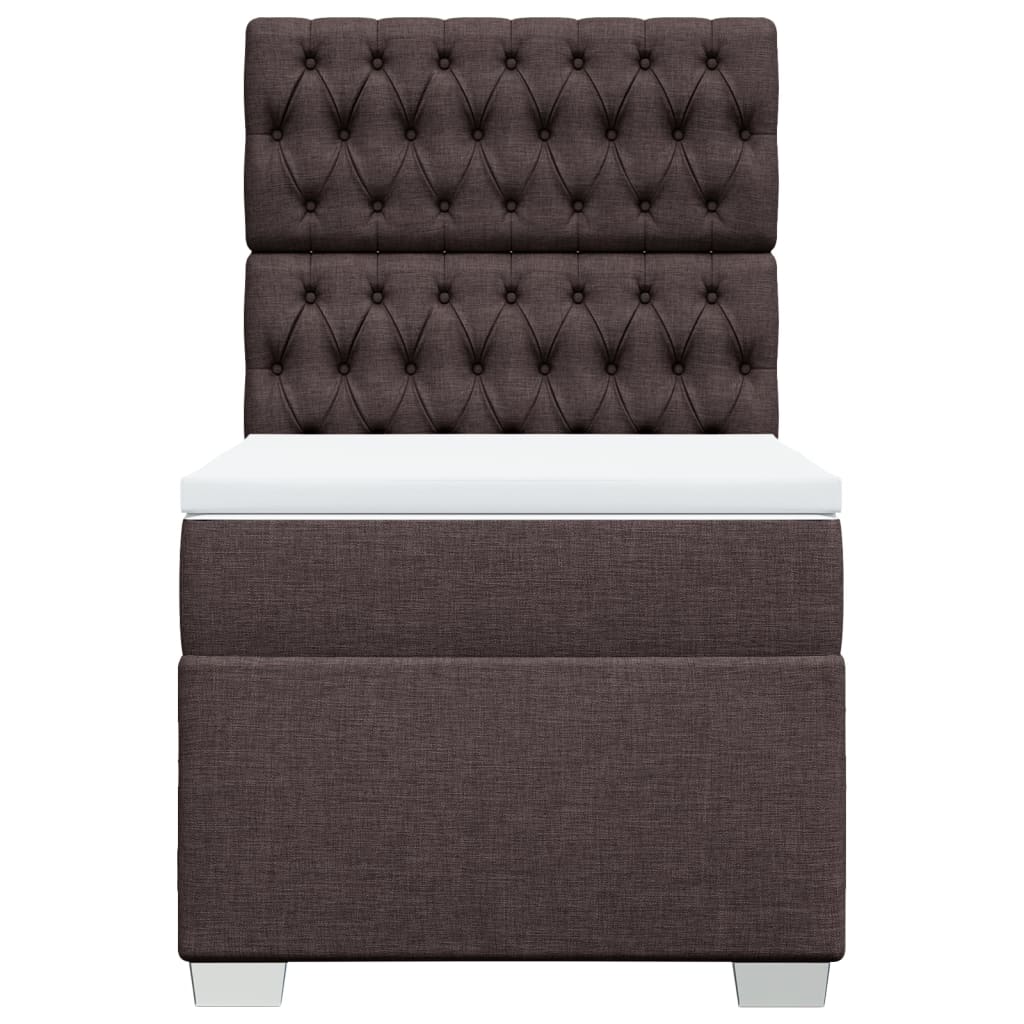Κρεβάτι Boxspring με Στρώμα Σκούρο Καφέ 90x200 εκ. Υφασμάτινο
