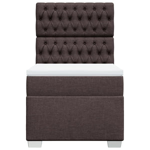 Κρεβάτι Boxspring με Στρώμα Σκούρο Καφέ 90x200 εκ. Υφασμάτινο